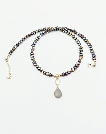 Perły z kamieniem księżycowym, naszyjnik, Studio Gazela