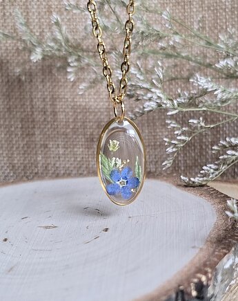 Wieczne kwiaty prawdziwe kwiaty wisiorek niezapominajka, zkwiatem