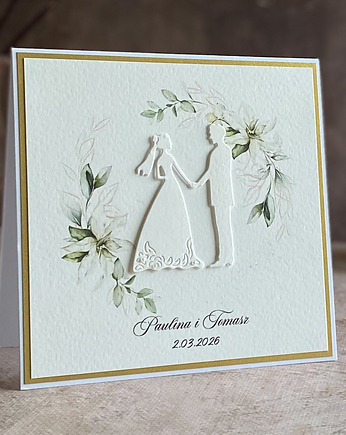 Elegancka kartka ślubna z ozdobną kopertą, W 65a, Anna Art and Crafts