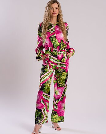 Satynowe Spodnie Tropical, Torri Design.com
