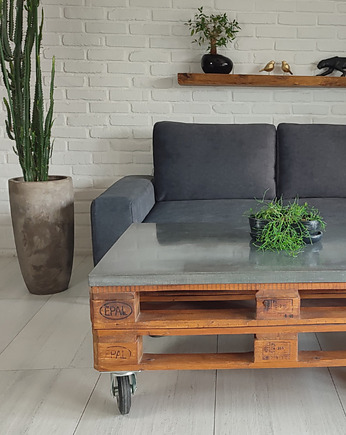 Stolik kawowy z palet i betonu RockRoll, MODERN CREATOR