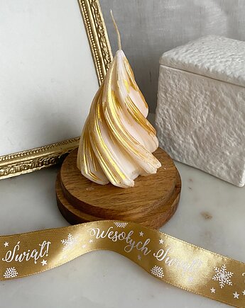 Świeca ekologiczna sojowa dekoracyjna "Golden Christmas Tree" 103x68mm, Coccola JEWELLERY