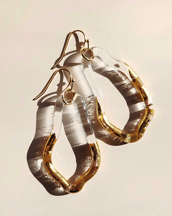 TEINE - długie, złocone kolczyki ze szkła, Joanna Muzyka Studio