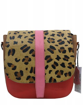 Torebka damska klasyczna skórzana regulowany pasek klapka wzór OLIVKA, Olivka Warsaw