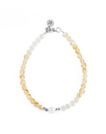 Bransoletka z cieniowanego Cytrynu z Perłą - Wersja Srebrna, Kulka Bransoletki