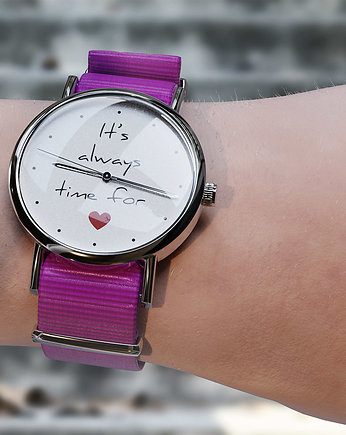 Zegarek - Time for love - amarant, nylonowy, yenoo