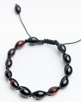 Bransoletka męska z bursztynu bałtyckiego makrama, AmberMal