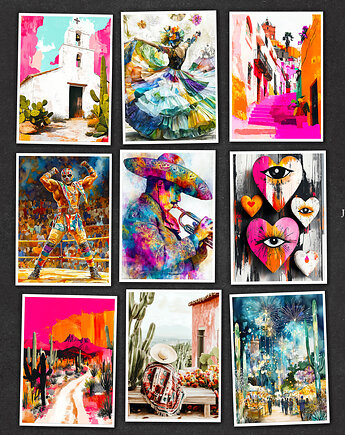Meksykański Sen - zestaw 9 grafik, JBJart Justyna Jaszke