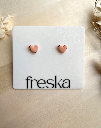 Kolczyki Serduszka matowe ze złotem - różne kolory, freska