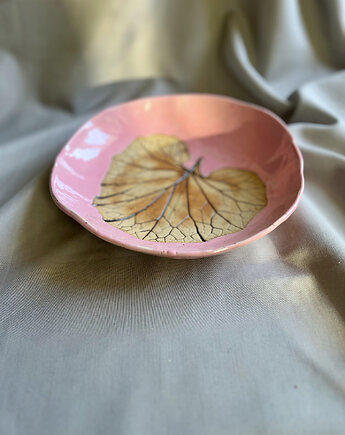 Różowy talerz z Liściem 3, Gleeme