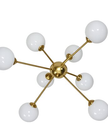 Żyrandol Sputnik lata 60. Mosiądz i szkło 8x E14 Vintage, Relikt design