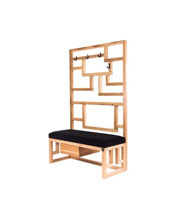 Ławka  Tapicerowana Siedzisko Gładkie Czarny Wieszak LGS-75, EMRA WOOD DESIGN