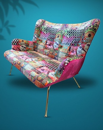 Sofa dwuosobowa złote nogi Massimo Jazz, Flamingos