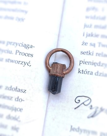 Czarny turmalin wisior miedziany IV, Treemasters Copper Jewelry