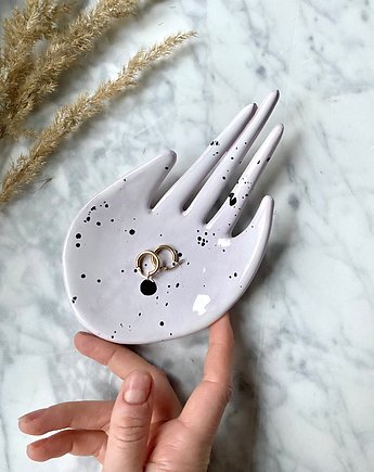 Ceramiczna Dłoń Podstawka na Biżuterię Lolipop w Czarne Ciapki, Maison Fragile