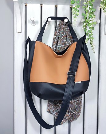 Jasnobrązowa torba 3w1, listonoszka shopper, torebka damska do ręki, ankate