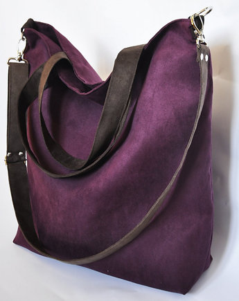 Torba hobo XXL - oberżyna, brąz, PRACOWNIA 166