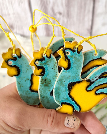 Duży kogucik ceramiczny folk  - ozdoba Wielkanocna, 10FingersArt