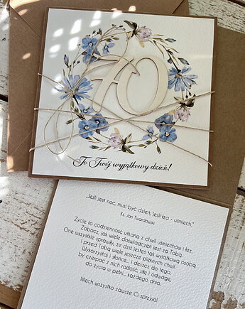 Wyjątkowa ręcznie robiona kartka urodzinowa, na 70 urodziny, siedemdziesiątka, sorte