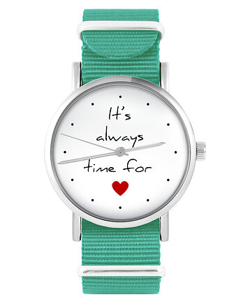 Zegarek - Time for love - turkusowy, nylonowy, yenoo