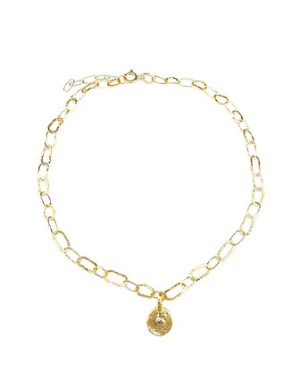 Łańcuch z dużymi ogniwami i zawieszką blaszką, Bijoux by Marzena Bylicka