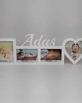 Multirama ramka na zdjęcia z napisem imię dziecka mdf 4 zdjęcia, Wajdrew