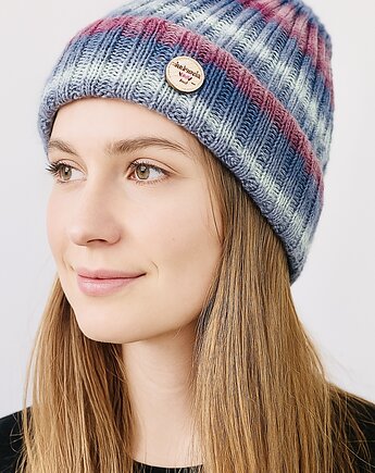 Kolorowa czapka przejściowa beanie z wywinięciem cienka 100% bawełna, splotomaniaa