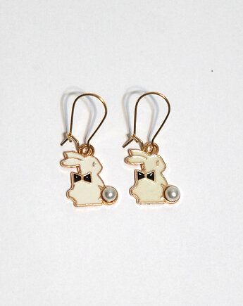 Kolczyki wiszące - Biały króliczek - małe, yenoo
