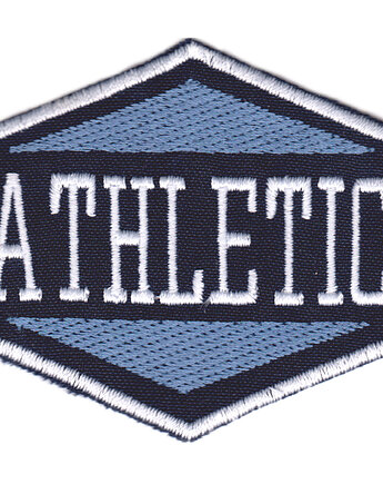 Naszywka naprasowanka ATHLETIC NIEBIESKI termoprzylepna haft 7,7x6,5cm, Wyszywane