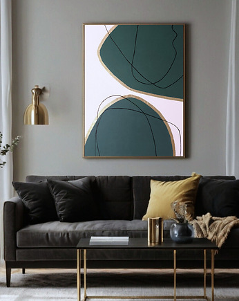 ZŁOTE KONTURY HARMONII  Ręcznie malowany obraz ze złotem 70x100 cm, Anna Jatczak Art