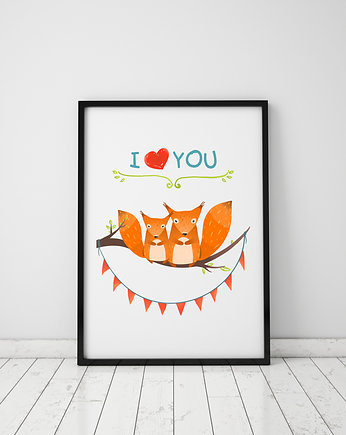 Plakat. Relacje - i love you, wiewiórki, Love Life and Forest