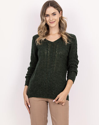 Sweter z warkoczami - SWE335 ciemny zielony MKM, MKMswetry