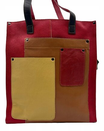 Torebka damska na ramię, shopper, duża, pojemna, mieści A4 skórzana OLIVKA, Olivka Warsaw