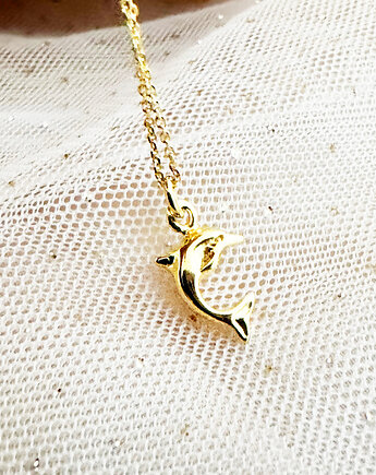 Naszyjnik z delfinem, złoty delfin delfinek, Anemon Atelier