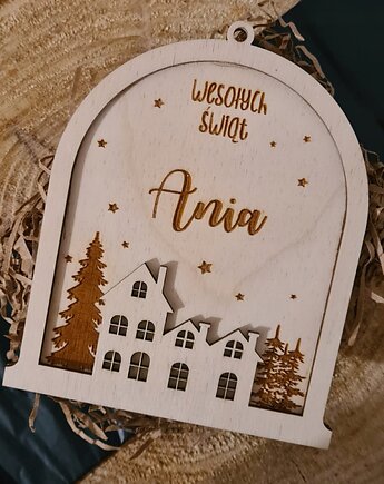Bombki Bombka z imieniem dla dziecka Drewniana na choinkę Święta DUŻA 1SZT, smxdsgn