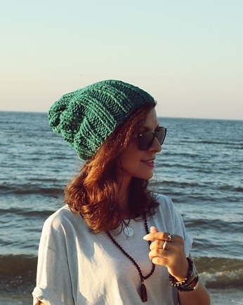 Czapka beanie leśna zieleń, Mademoiselle Patrini