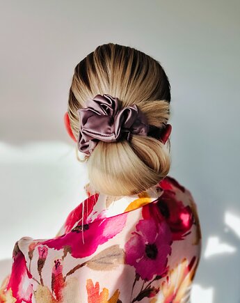 Gumka jedwabna, scrunchie, frotka rose gold MAXI, Capillum