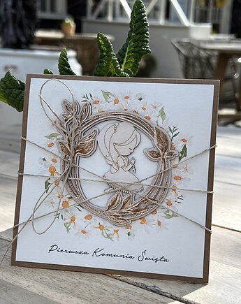 Kartka na komunię ręcznie robiona - Pierwsza Komunia Święta