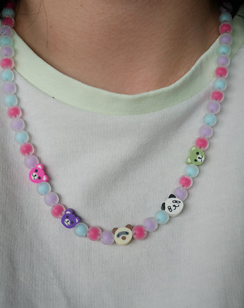 Kolorowy naszyjnik choker z koralików MISIE, Wylewnia Twórczości