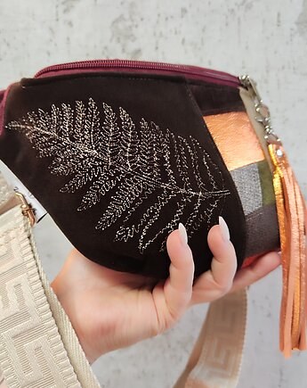 Nerka XXL liść paproci unikat miedziany, Zapętlona Nitka