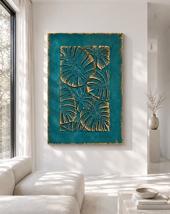 Obraz monstera z kompozytu żywiczego - kolory do wyboru, art and texture