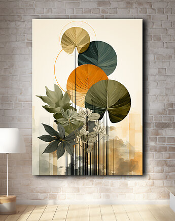 Tropikalne liście - Obraz na płótnie - Druk, Blejtrama - Loft, Minimalizm #5, Black Sapphire Art