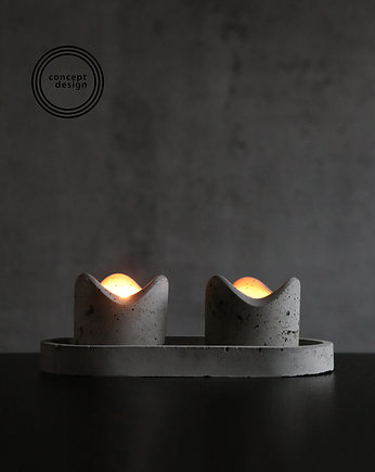 Zestaw betonowe świeczniki na tealight świeczkę i betoPODSTAWKA, Concept Design