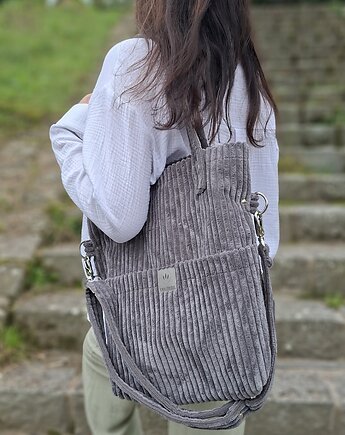 Sztruksowa torebka z kieszeniami Szara, sabi tatka