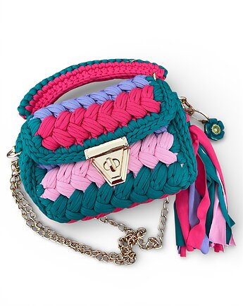 Torebka handmade + brelok z gliny polimerowej kwiatowe fantazje, Megan Little Things