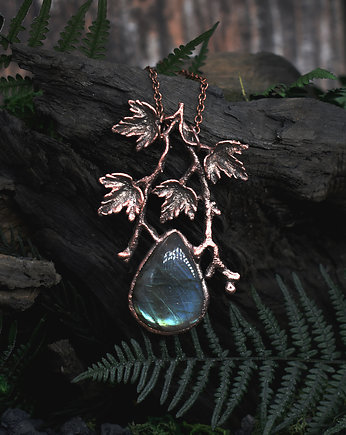 Miedziany wisior z gałązkami i listkami / labradoryt, Spirit Of Copper