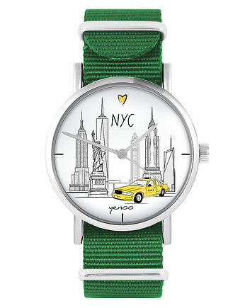 Zegarek - New York - zielony, nylonowy, yenoo