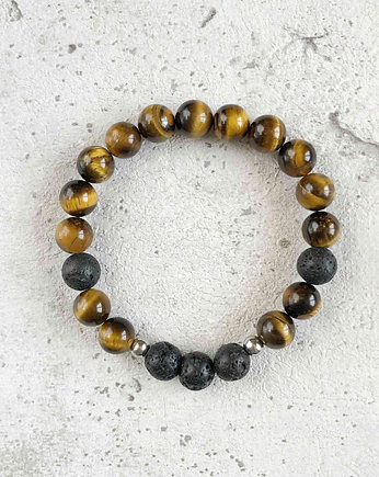 Męska bransoletka - Tygrysie Oko i Lawa, Gleeme Jewellery