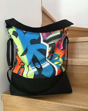 Torba hobo XXL - print graffiti, PRACOWNIA 166