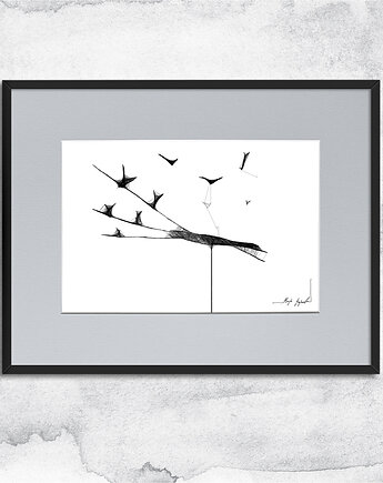 Minimalistyczna grafika z ramą - ptaki (nr 45), Maja Gajewska